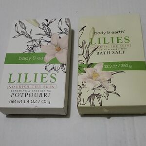 Body & Earth Lilies Bath Salt and Potpourri 2 Piece Set